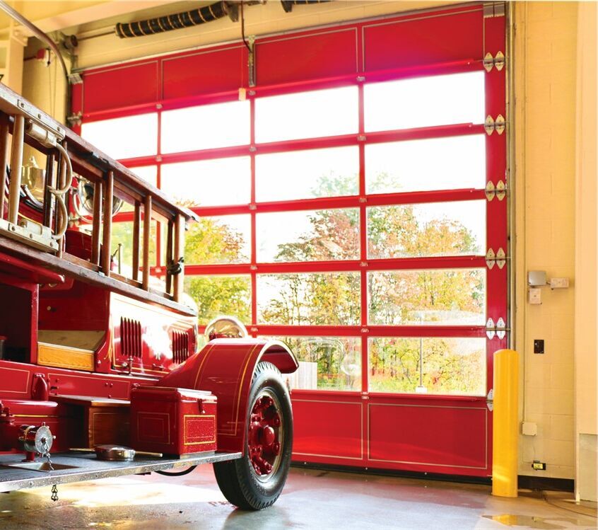 Aluminum Door Model 452, Red Powder Coat Finish, Clear Glass Aluminum Full-View Model 451, Wayne Dalton, Windsor, Tecumseh