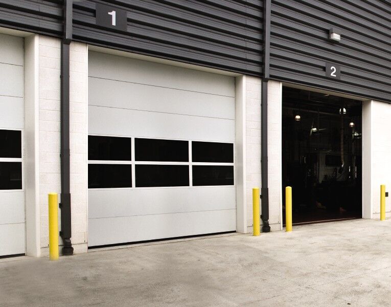 Non-Insulated Model 220, White Finish, Full-View Lites Non-Insulated Sectional Steel Doors - Wayne Dalton Sales Ctr of Windsor
